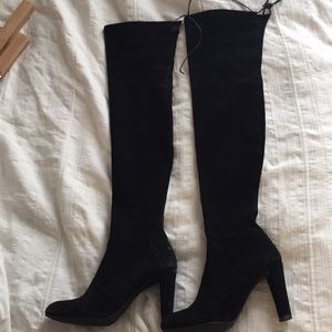 Stuart Weitzman Highland OTK black suede boots